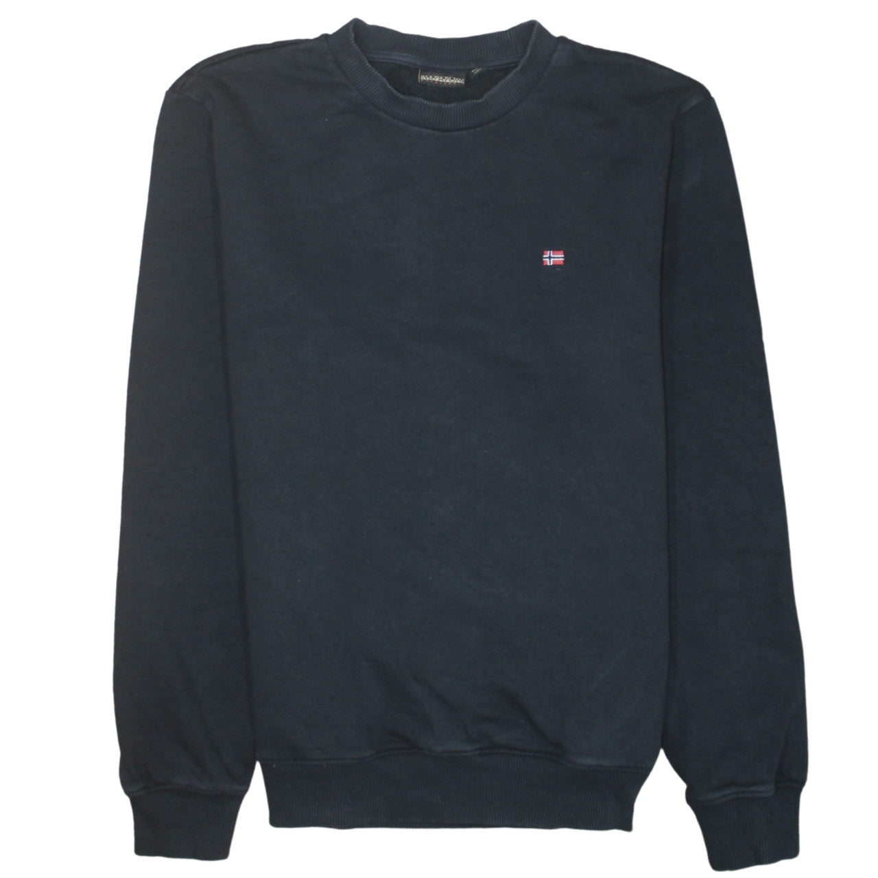 Napapijri Men’s Blue Crew Neck Sweatshirt Size S Embroidered Logo
