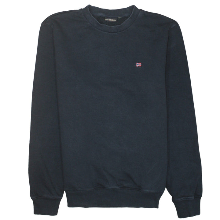 Napapijri Men’s Blue Crew Neck Sweatshirt Size S Embroidered Logo