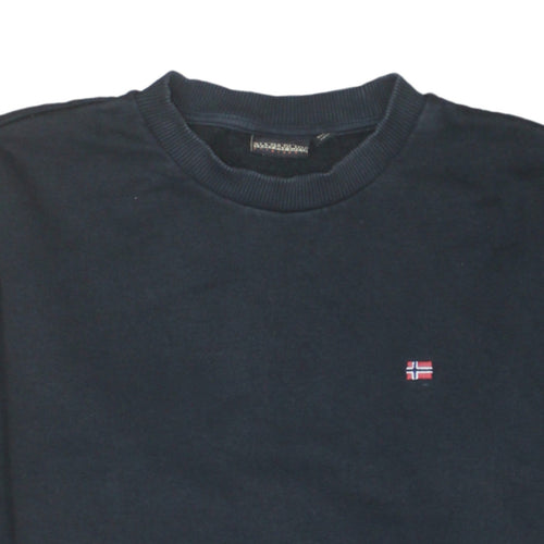 Napapijri Men’s Blue Crew Neck Sweatshirt Size S Embroidered Logo