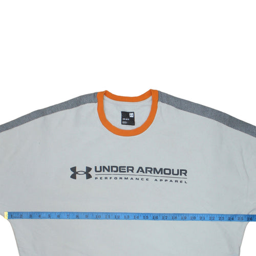 Under Armour Men's White Crew Neck Logo Pullover Sweatshirt L