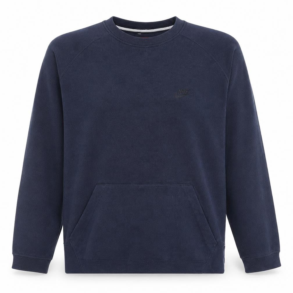 Front view of Nike Men's Blue Pullover Fleece Sweatshirt L Regular Fit Crew Neck