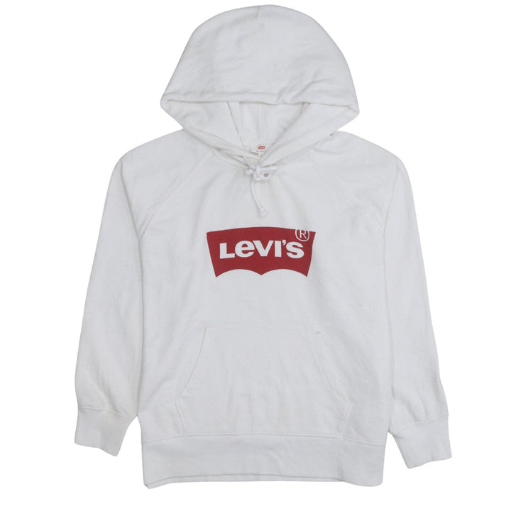 Levi's Men's White Pullover Hoodie Medium Logo Fleece Sweatshirt