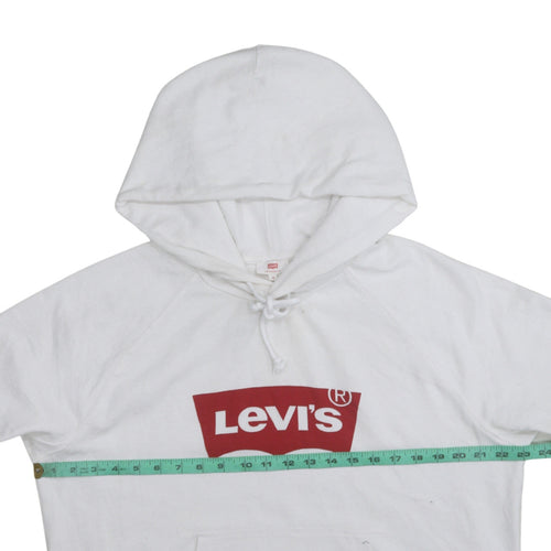 Levi's Men's White Pullover Hoodie Medium Logo Fleece Sweatshirt