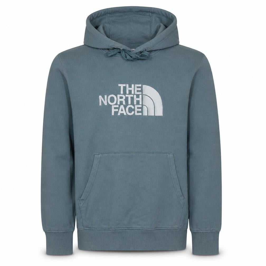 Front view of The North Face Men's Blue Medium Pullover Hoodie with Logo