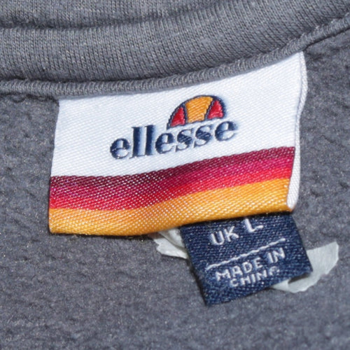 Ellesse Men's Grey Pullover Hoodie L Logo Embroidered Fleece Sweatshirt