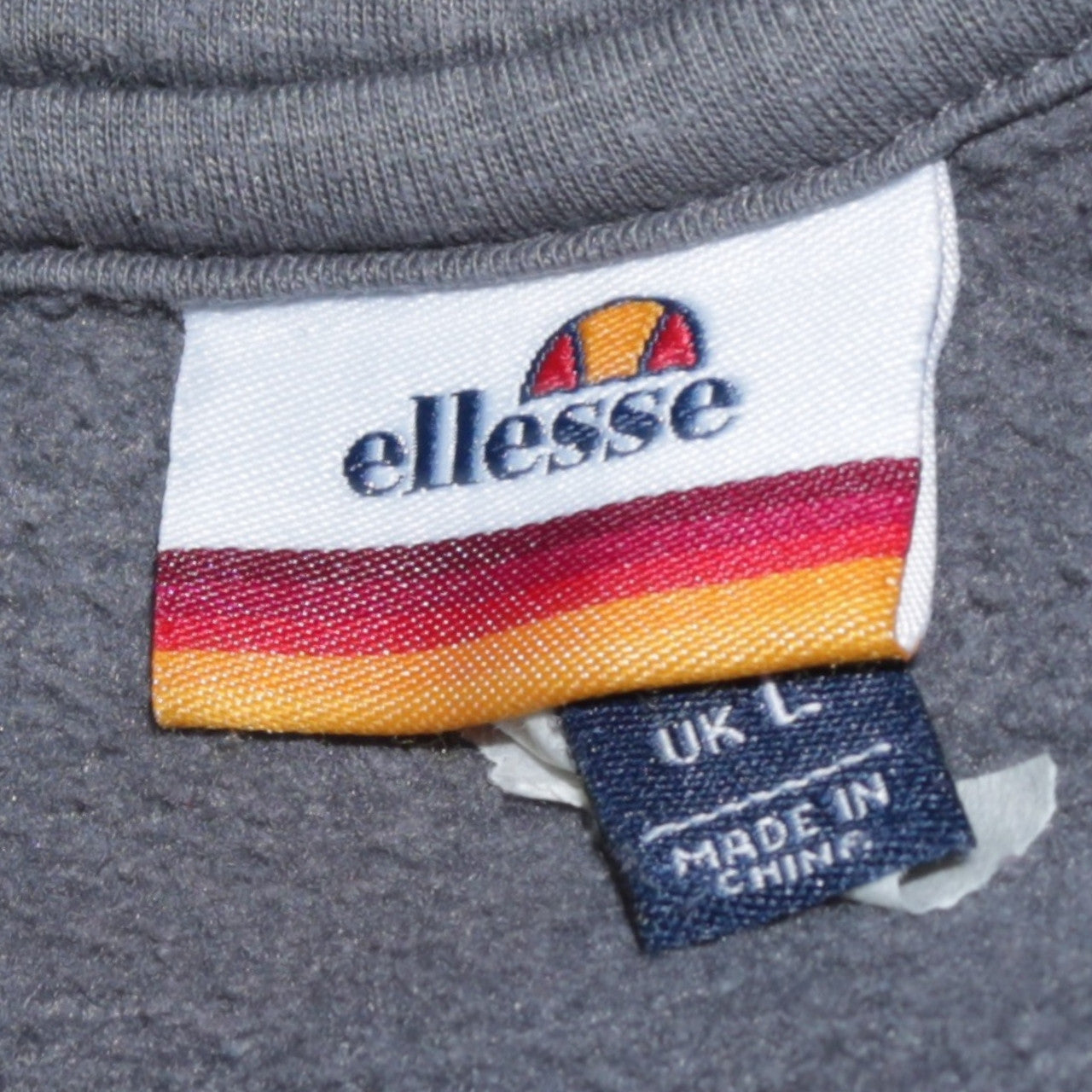 Ellesse Men's Grey Pullover Hoodie L Logo Embroidered Fleece Sweatshirt
