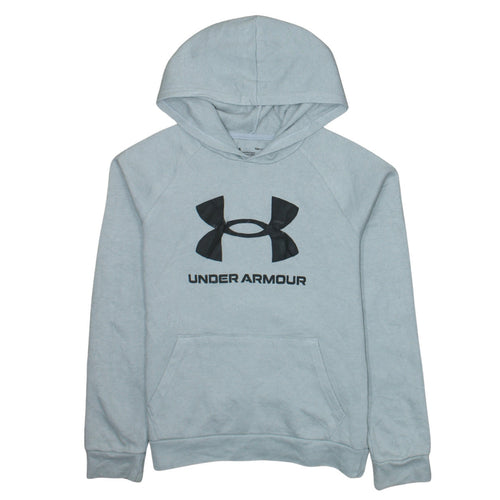 Under Armour Teens Grey Logo Pullover Hoodie Size L Fleece