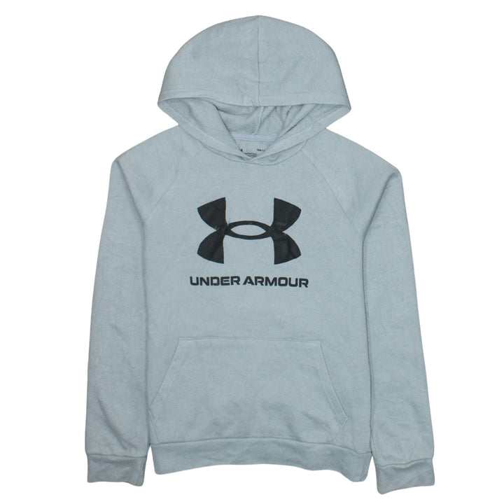 Under Armour Teens Grey Logo Pullover Hoodie Size L Fleece