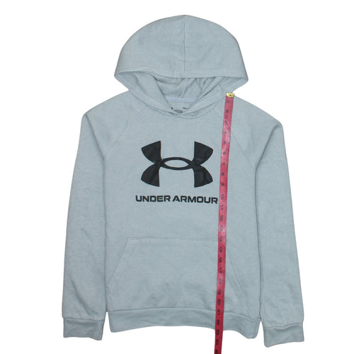 Under Armour Teens Grey Logo Pullover Hoodie Size L Fleece