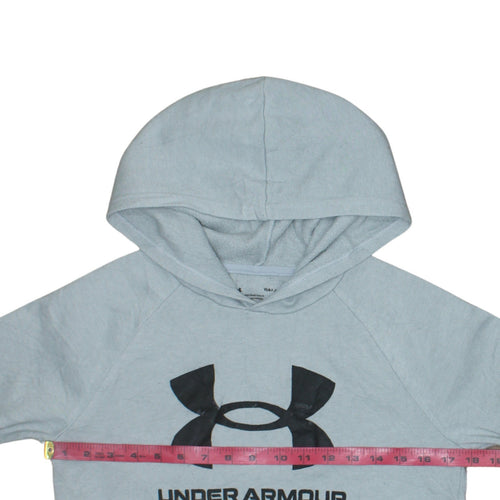 Under Armour Teens Grey Logo Pullover Hoodie Size L Fleece