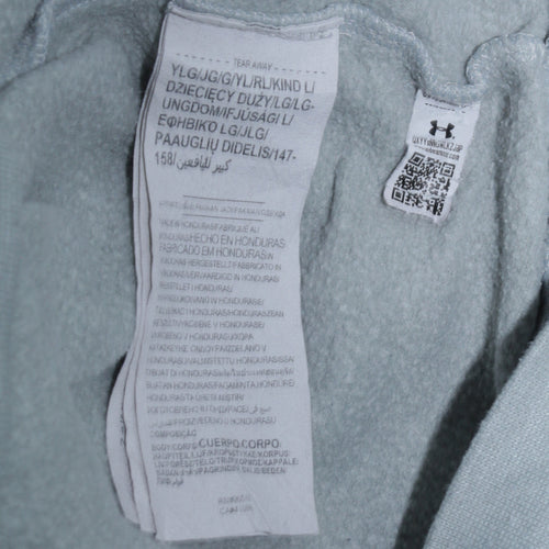 Under Armour Teens Grey Logo Pullover Hoodie Size L Fleece