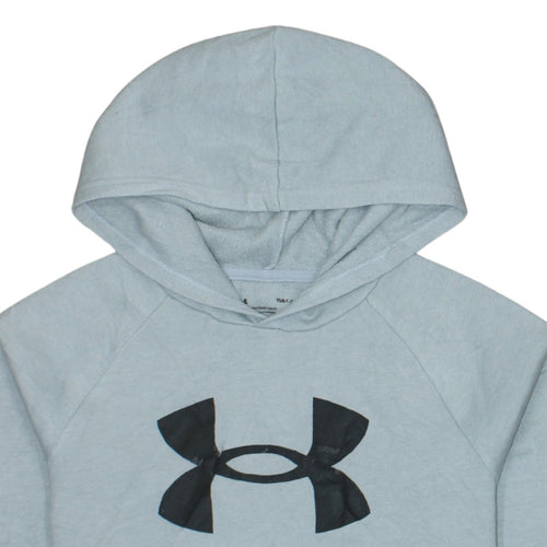 Under Armour Teens Grey Logo Pullover Hoodie Size L Fleece
