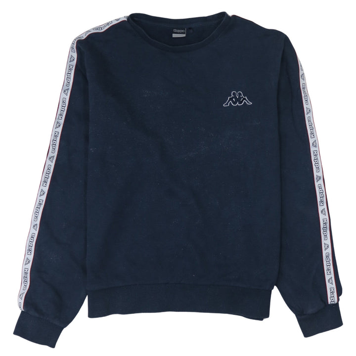 Kappa Men Blue XL Crew Neck Pullover Sweatshirt with Logo Trim