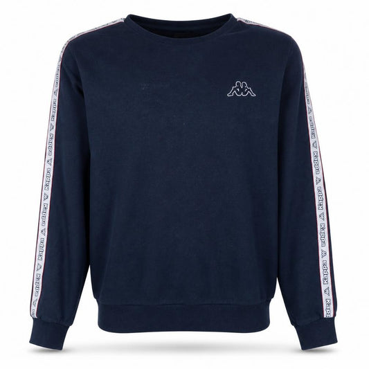 Front view of Kappa Men Blue XL Crew Neck Pullover Sweatshirt with Logo Trim