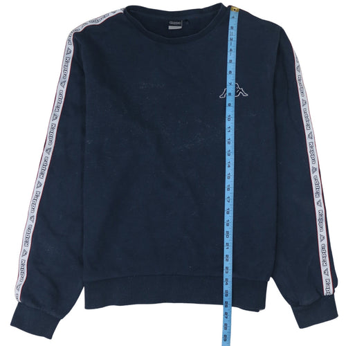 Kappa Men Blue XL Crew Neck Pullover Sweatshirt with Logo Trim
