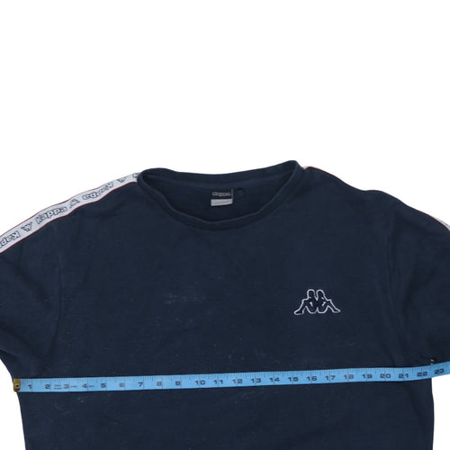 Kappa Men Blue XL Crew Neck Pullover Sweatshirt with Logo Trim