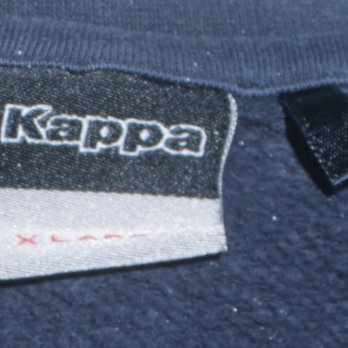 Kappa Men Blue XL Crew Neck Pullover Sweatshirt with Logo Trim