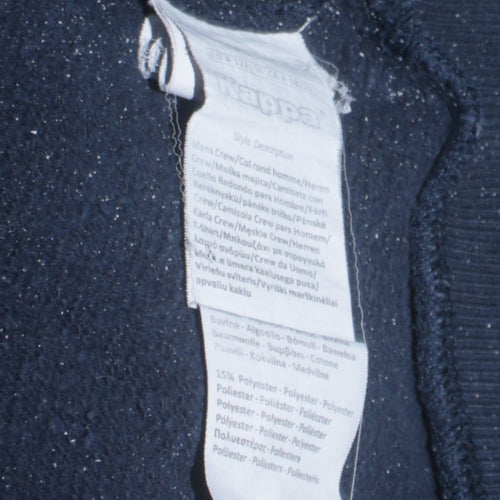 Kappa Men Blue XL Crew Neck Pullover Sweatshirt with Logo Trim