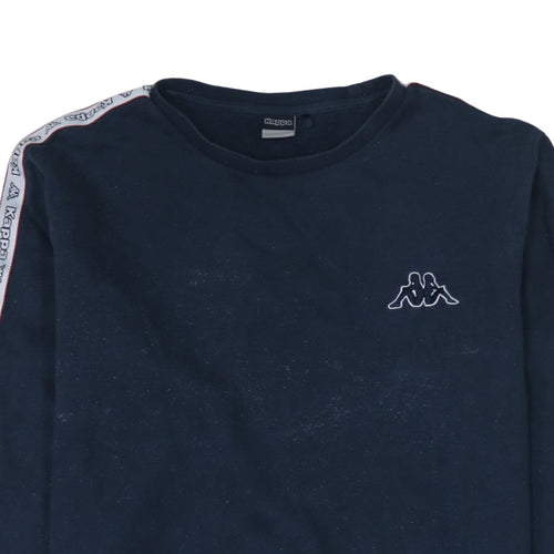 Kappa Men Blue XL Crew Neck Pullover Sweatshirt with Logo Trim