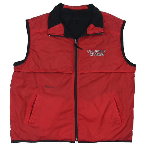 Pro Player Men's Red Calgary Hitmen Bodywarmer M Polyester Fleece
