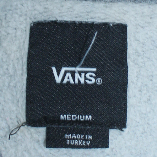 Vans Mens Grey Pullover Hoodie Medium Graphic Logo Fleece