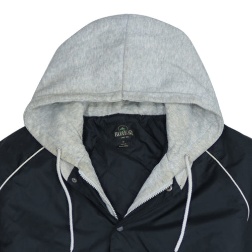 RedHead Men Black Hooded Varsity Jacket Size M Polyester Lined