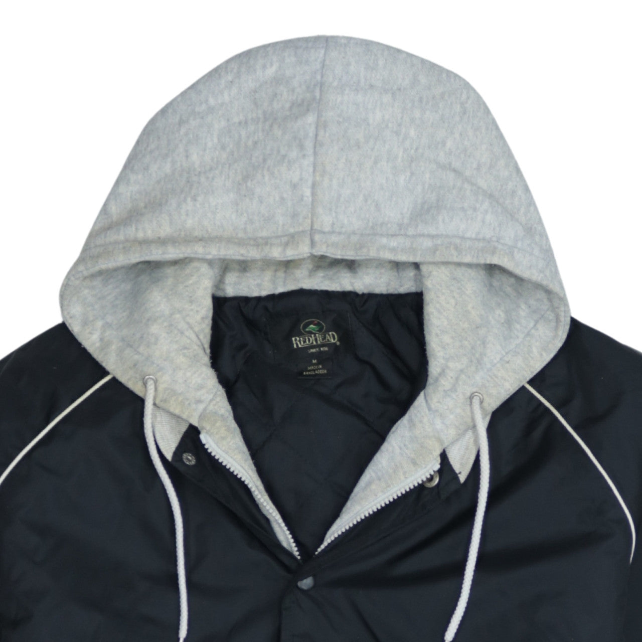 RedHead Men Black Hooded Varsity Jacket Size M Polyester Lined