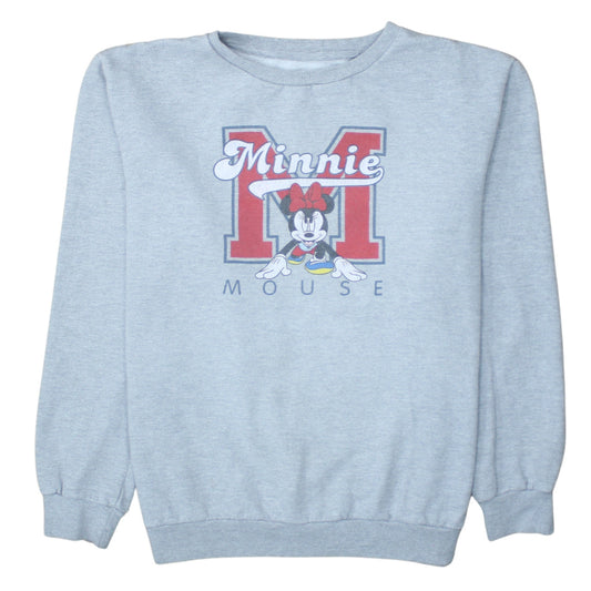 Front view of Mandarin unisex grey minnie mouse pullover sweatshirt 2xl