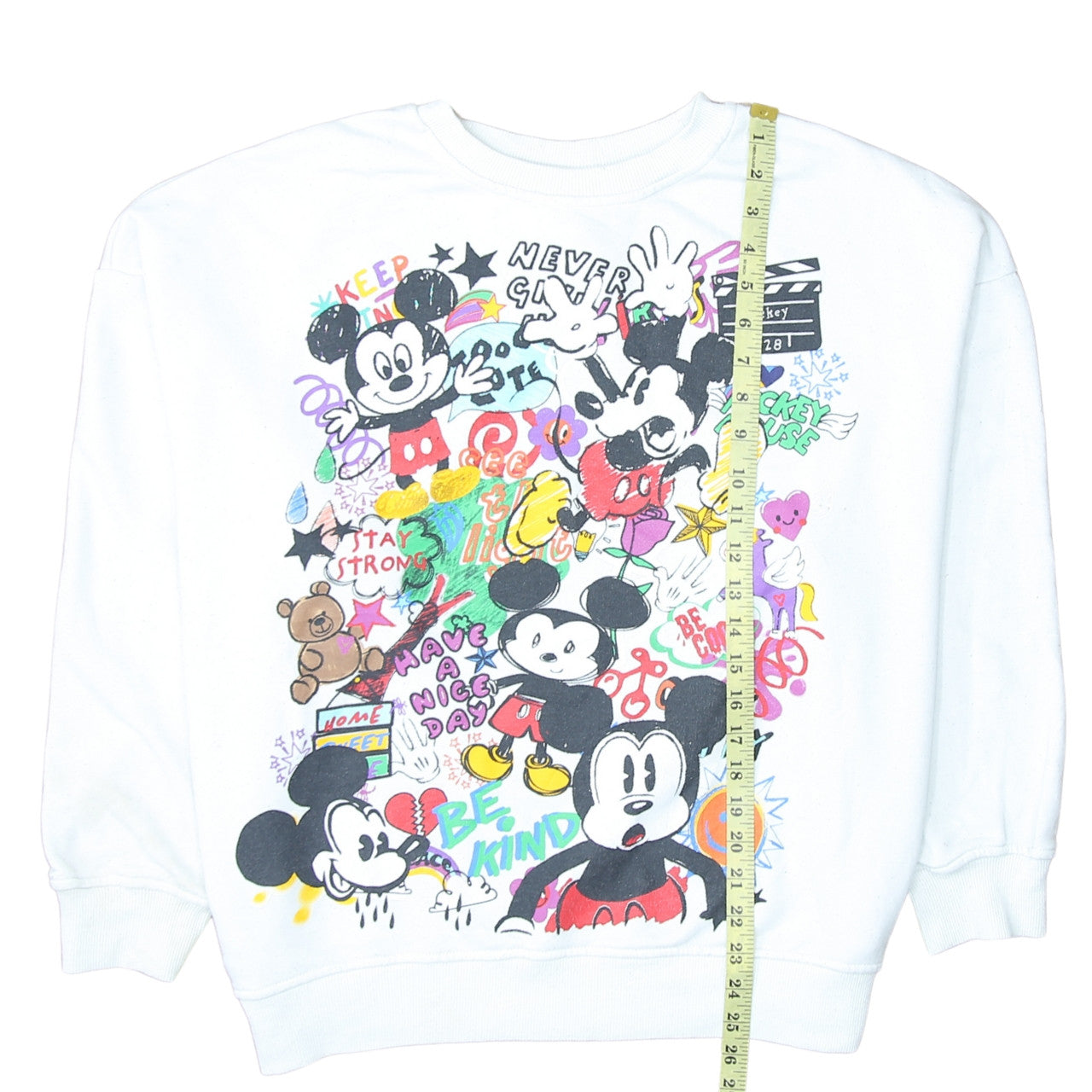 Disney Mickey Mouse White Graphic Print Sweatshirt L Unisex Adults