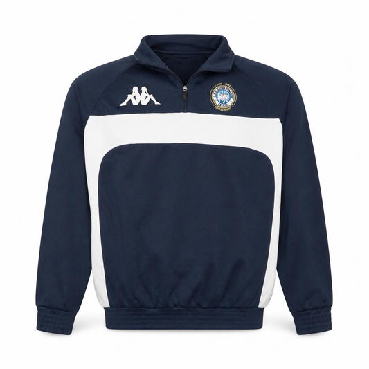 Front view of Kappa Men's Blue Football 1/4 Zip Sweatshirt Medium