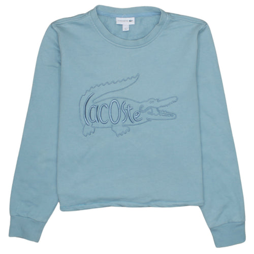 Lacoste Men's Blue Embroidered Crocodile Crew Neck Sweatshirt Size S