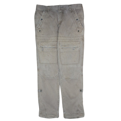 Jeep Men's Beige Cargo Trousers Size M Regular Cotton Utility Pants