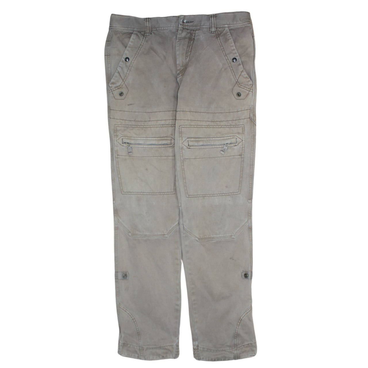 Jeep Men's Beige Cargo Trousers Size M Regular Cotton Utility Pants