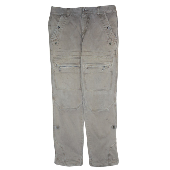 Jeep Men's Beige Cargo Trousers Size M Regular Cotton Utility Pants