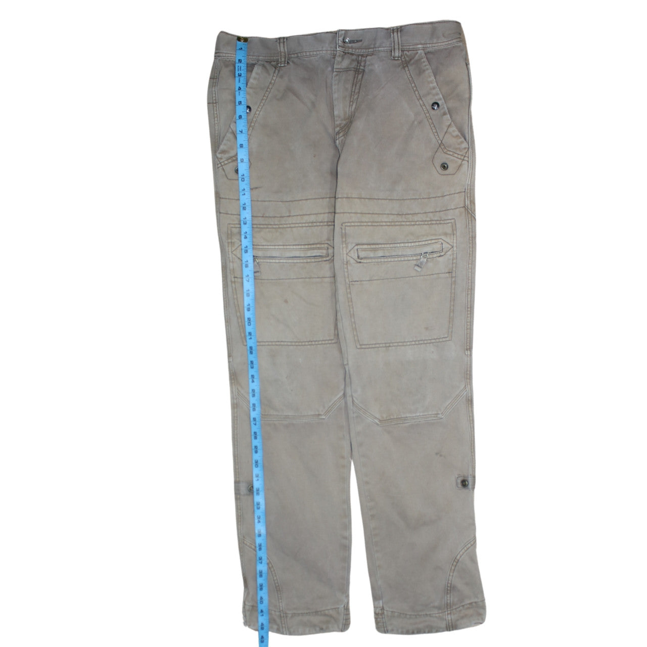 Jeep Men's Beige Cargo Trousers Size M Regular Cotton Utility Pants