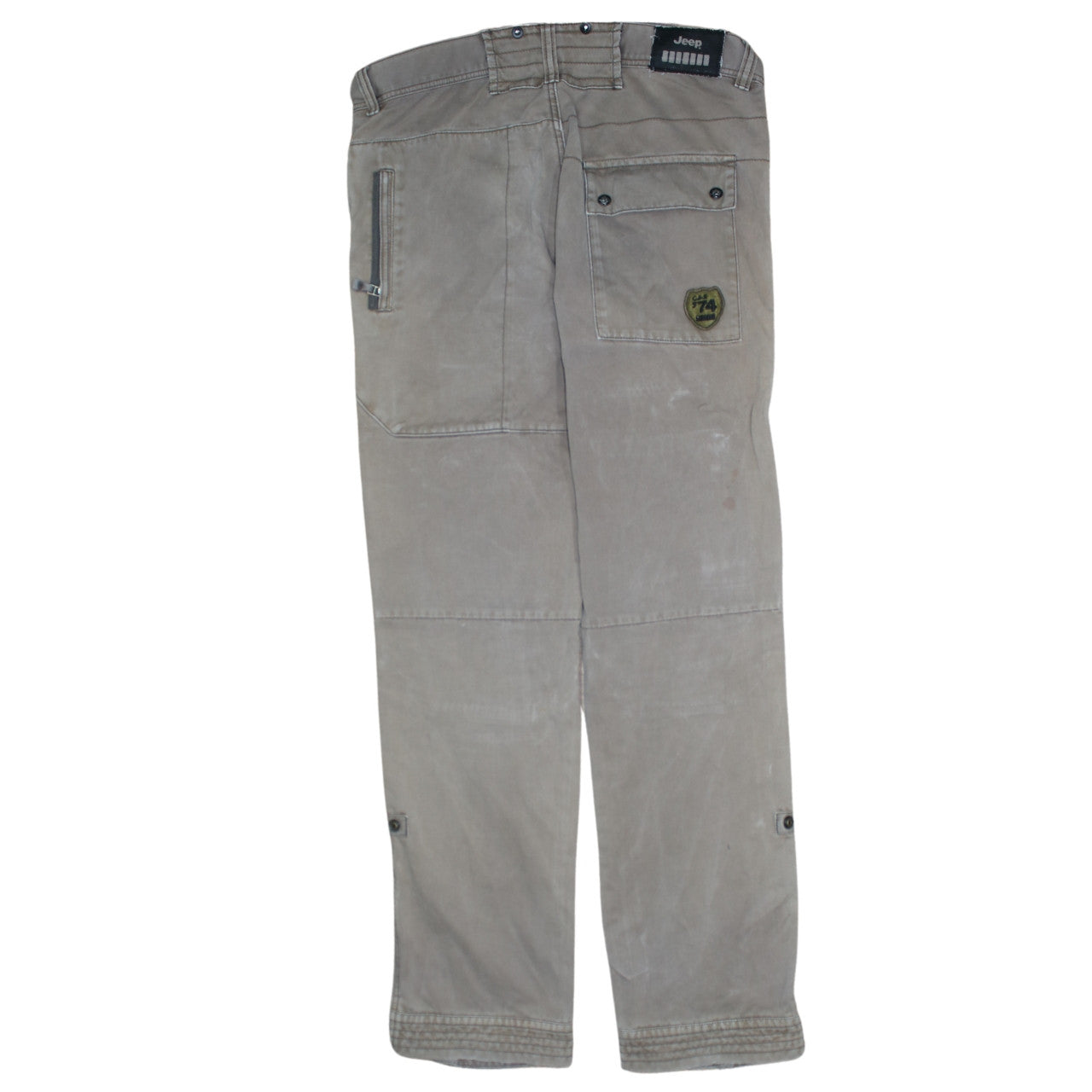 Jeep Men's Beige Cargo Trousers Size M Regular Cotton Utility Pants