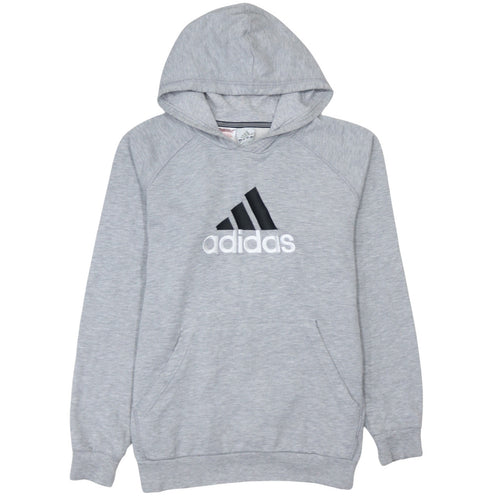 Adidas Boys Grey Pullover Hoodie - Size 10 Years, Fleece, Logo Print