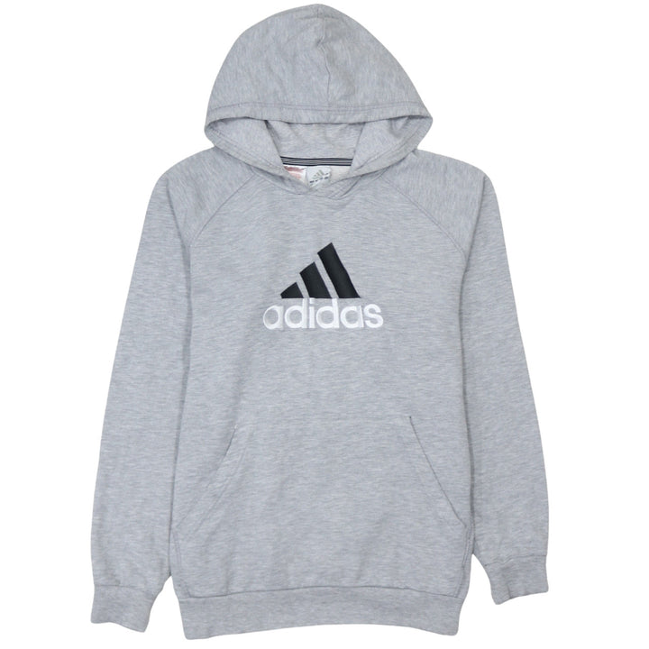Adidas Boys Grey Pullover Hoodie - Size 10 Years, Fleece, Logo Print