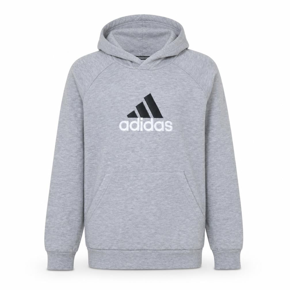 Front view of Adidas boys’ grey pullover hoodie -, size 10, years, fleece, logo print