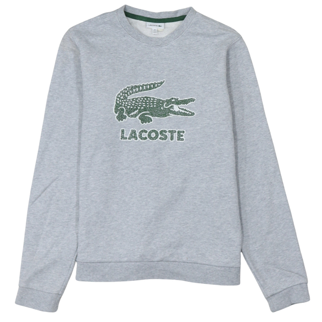 Lacoste Boys Grey Crew Neck Sweatshirt Size 16 Regular Fit Cotton Blend