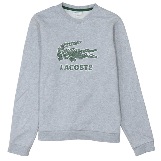Lacoste Boys Grey Crew Neck Sweatshirt Size 16 Regular Fit Cotton Blend