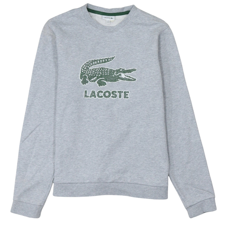 Lacoste Boys Grey Crew Neck Sweatshirt Size 16 Regular Fit Cotton Blend