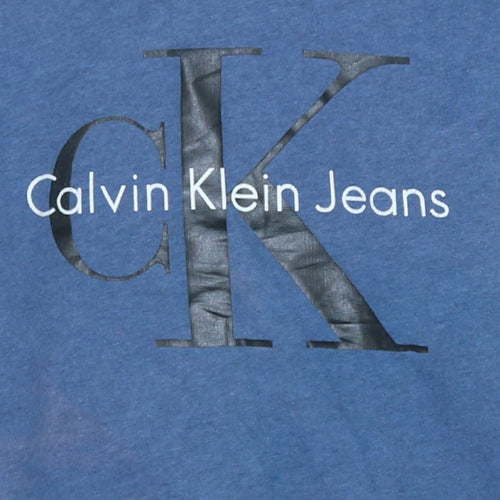 Calvin Klein Jeans Men’s Blue Small Pullover Hoodie with Logo