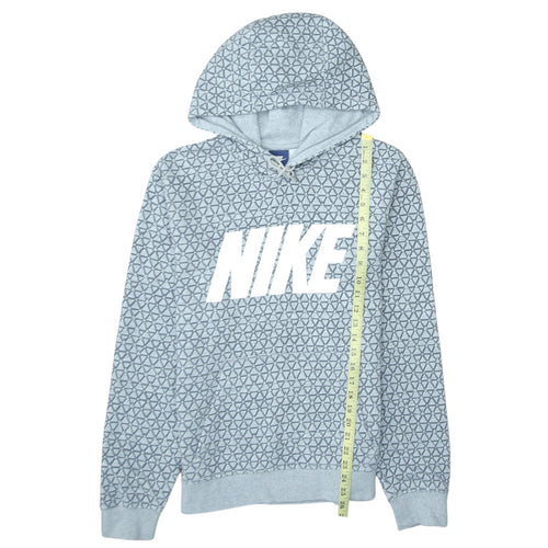 Nike Men's Grey Pullover Hoodie Small Geometric Logo Fleece