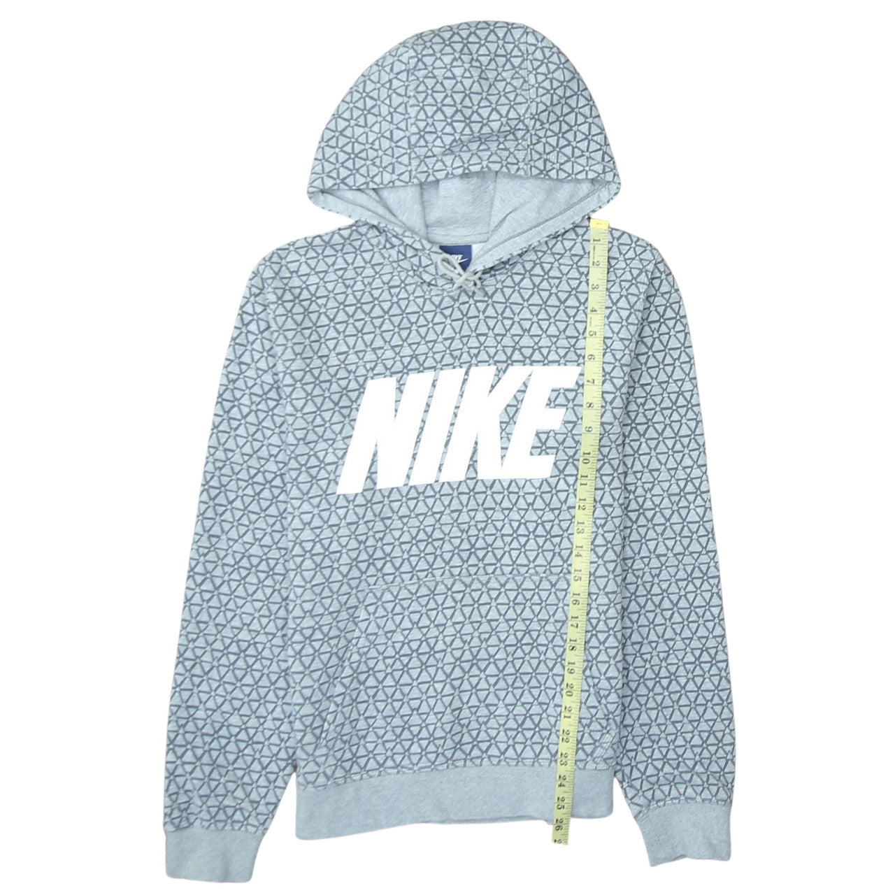 Nike Men's Grey Pullover Hoodie Small Geometric Logo Fleece