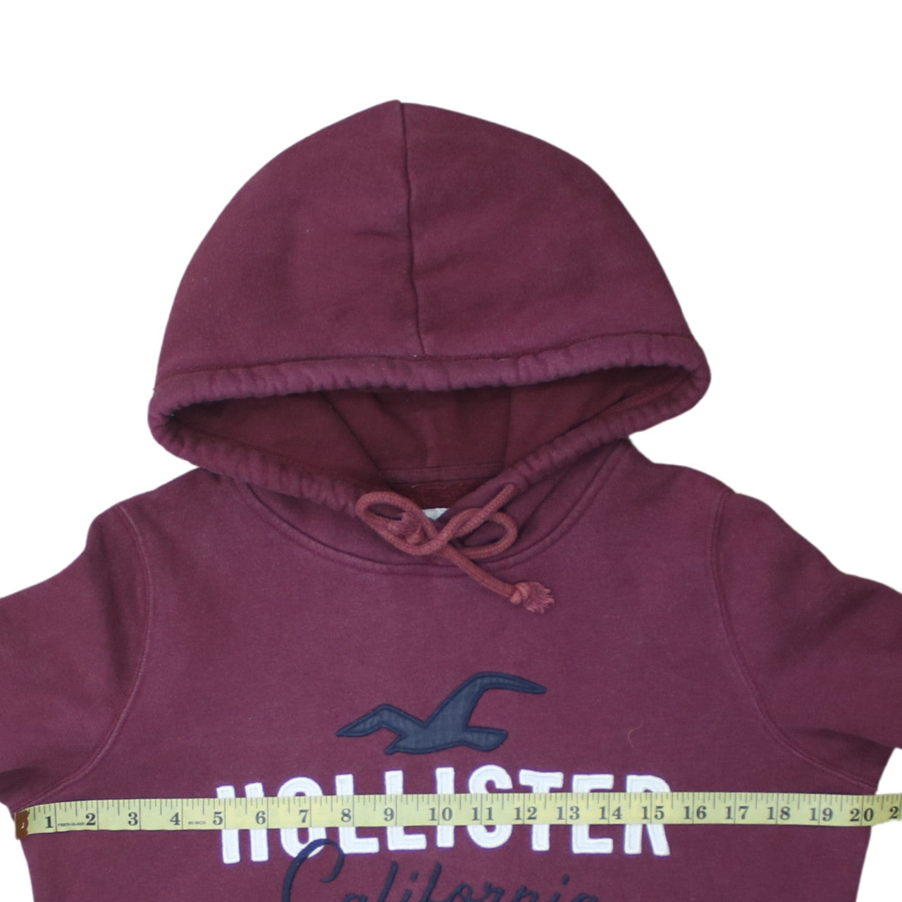 Hollister Men Red Small Pullover Hoodie Logo Fleece Sweatshirt