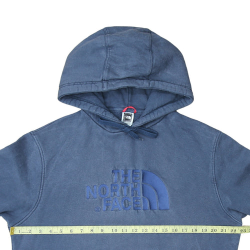 The North Face Men's Blue Pullover Hoodie Size M Embroidered Logo Cotton
