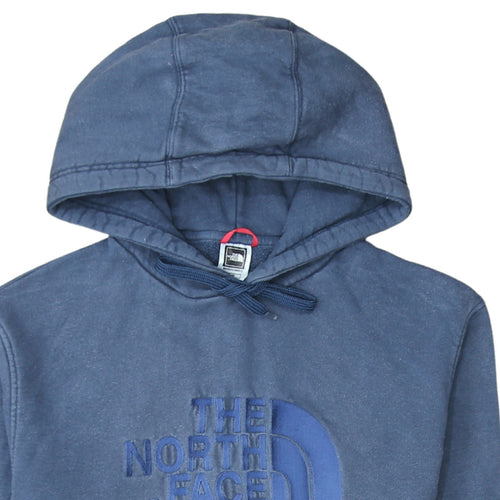 The North Face Men's Blue Pullover Hoodie Size M Embroidered Logo Cotton