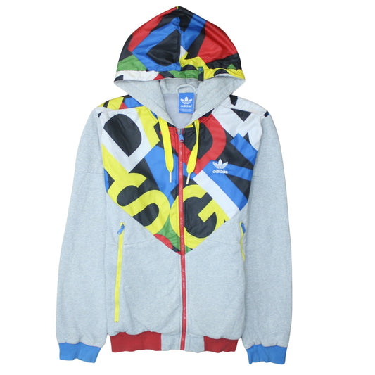 Adidas Men’s Multicoloured Hooded Bomber Jacket M Retro Full Zip