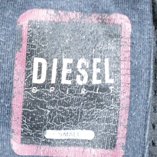Diesel Men's Blue Full Zip Hoodie Small Logo Cotton Blend